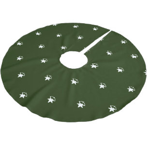 Cute forest green snowflakes stars pattern modern brushed polyester tree skirt