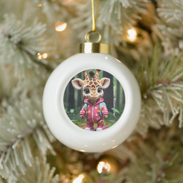 "Cute Forest Journey" Ceramic Ball Christmas Ornament (Tree)