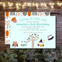 Cute Forest Owl Kids Birthday Party