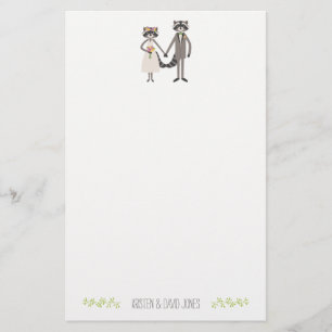 Cute Forest Raccoons Rustic Wedding Personalised Stationery