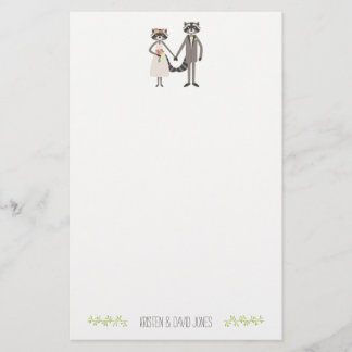 Cute Forest Raccoons Rustic Wedding Personalised Stationery