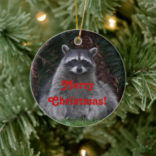 Cute Forest Racoon Christmas Ceramic Tree Decoration