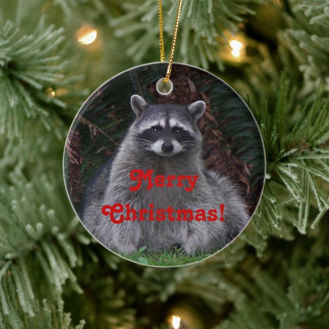 Cute Forest Racoon Christmas Ceramic Tree Decoration (Tree)