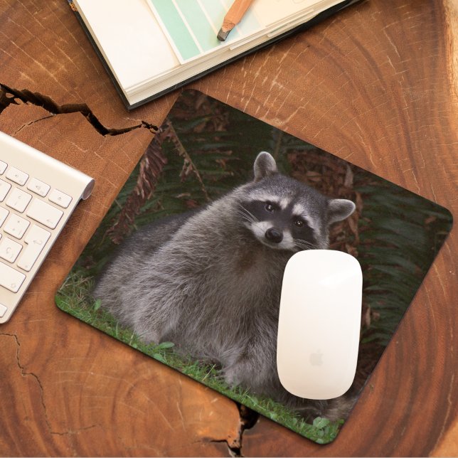 Cute Forest Racoon Photo Mouse Mat (In Situ)