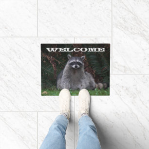 Cute Forest Racoon Photo Welcome Doormat