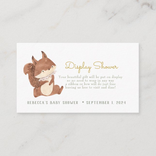 Cute Forest Squirrel Display Shower  Enclosure Card (Front)