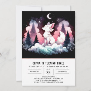 Cute Forest Wolf Birthday Invitation