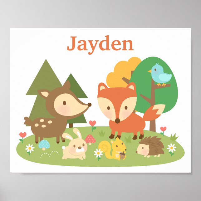 Cute Forest Woodland Animal Kids Room Décor Poster (Front)