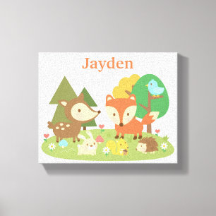 Cute Forest Woodland Animal Kids Wall Décor Canvas Print