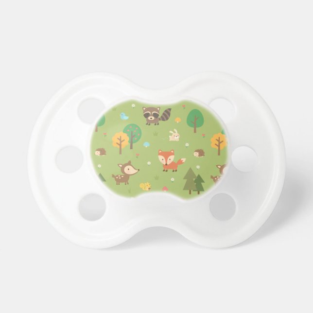 Cute Forest Woodland Animal Pattern For Babies Dummy (Front)