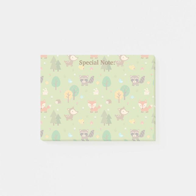 Cute Forest Woodland Animal Pattern For Kids Post-it Notes (Front)