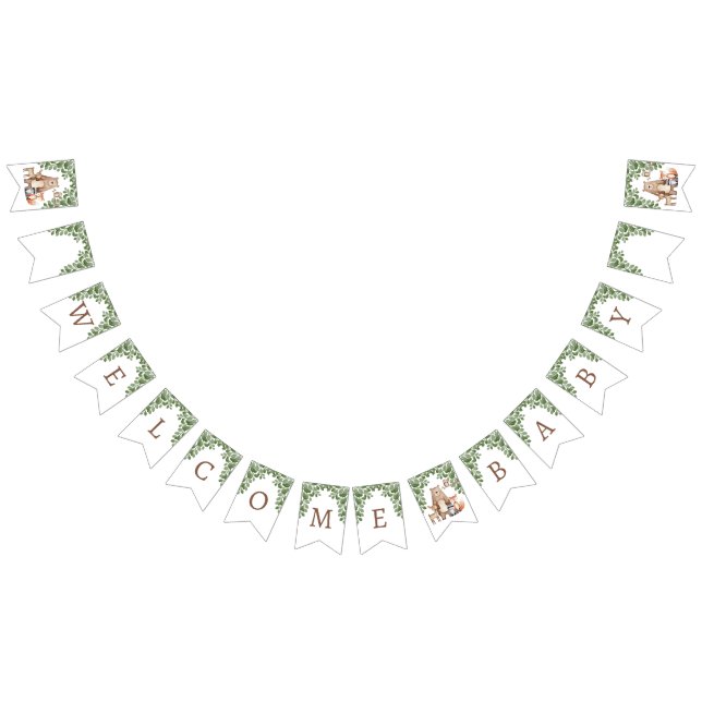 Cute Forest Woodland Animals Baby Shower Welcome Bunting (All)
