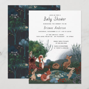 Cute Forest Woodland Animals Friends Baby Shower Invitation