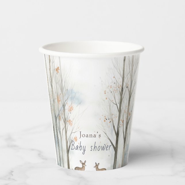 Cute  forest woodland baby shower  paper cups (Front)