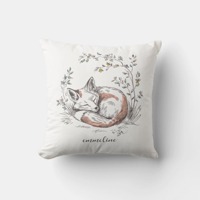 Cute Forest Woodland Fox Personalized Cushion (Front)