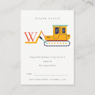 Cute Fork Lift Monogram Diaper Raffle Baby Shower Enclosure Card