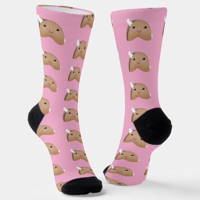 Cute Fortune Cookie Socks (Angled)