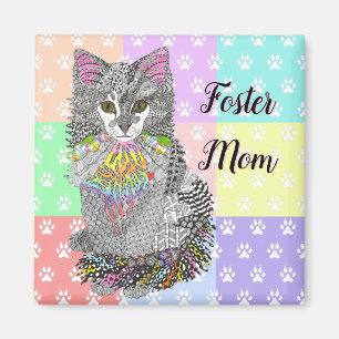 Cute Foster Mum Cat Magnet