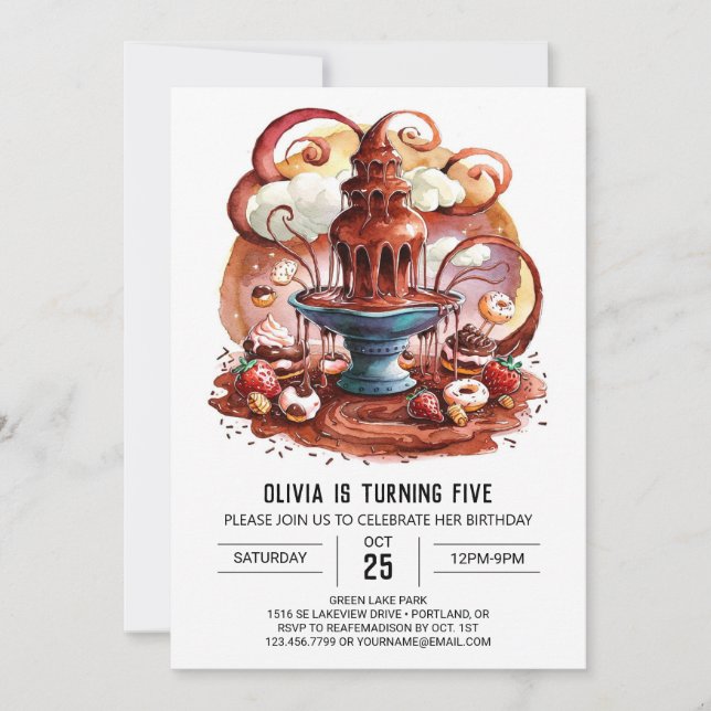 Cute Fountain Chocolate Birthday Invitation (Front)