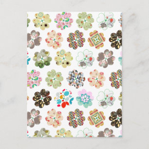 Cute four leaf clover heart shapes postcard