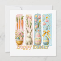 Cute Four Vertical Brash Watercolor Hoppy Easter