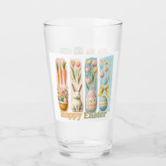 Cute Four Vertical Brash Watercolor Hoppy Easter Glass