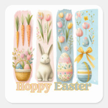 Cute Four Vertical Brash Watercolor Hoppy Easter