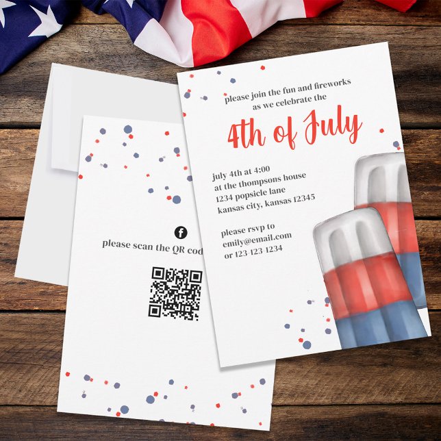 Cute Fourth of July Popsicles Custom Party Invitation (Creator Uploaded)