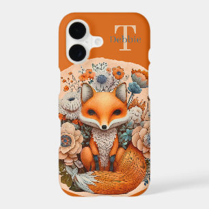 cute fox add monogram animal lovers