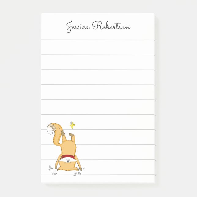 Cute Fox and Butterfly Personalised Name Post-it Notes (Front)