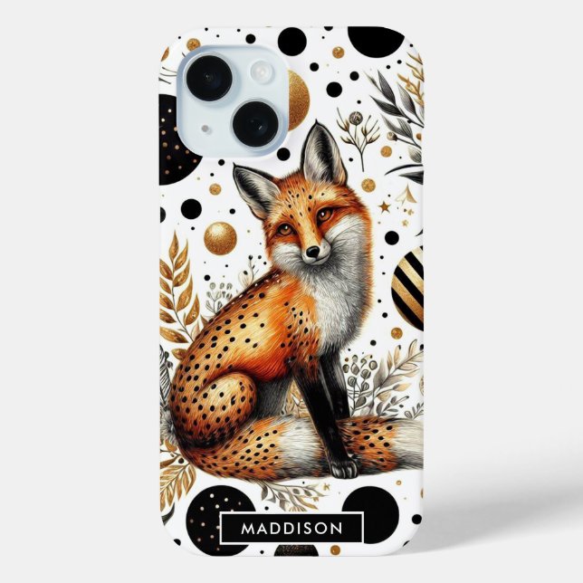 Cute Fox and Dots Seamless Case-Mate iPhone Case (Back)