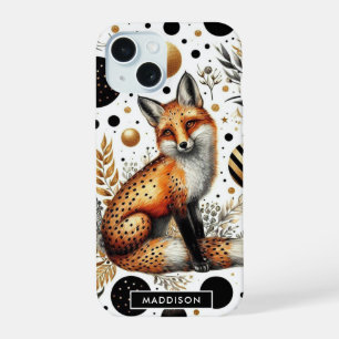 Cute Fox and Dots Seamless iPhone 15 Case
