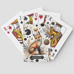 Cute Fox and Dots Seamless Playing Cards