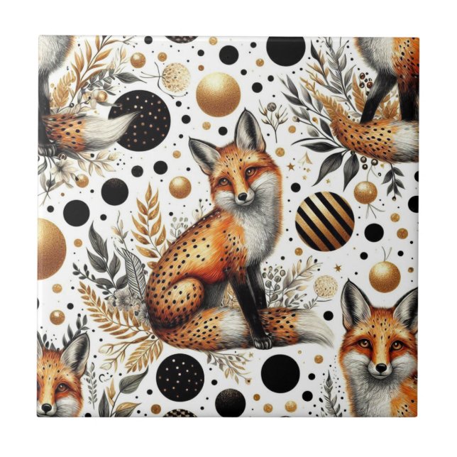 Cute Fox and Dots Seamless Tile (Front)