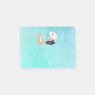 Cute Fox and Rabbit Cartoon Sketch Post-it Notes