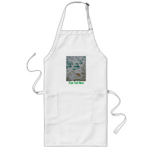cute fox and rabbits christmas snow scene long apron