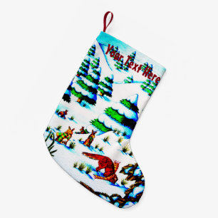 cute fox and rabbits christmas snow scene small christmas stocking
