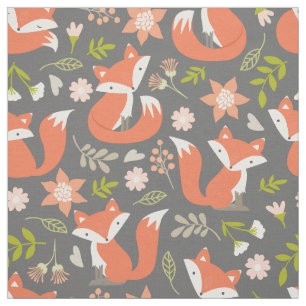 Cute Fox and Rustic Floral Fabric