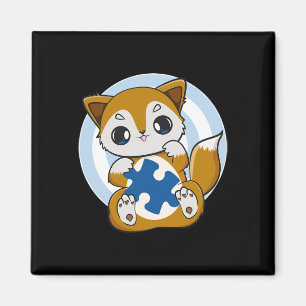 Cute Fox And Support For Autism Awareness Magnet