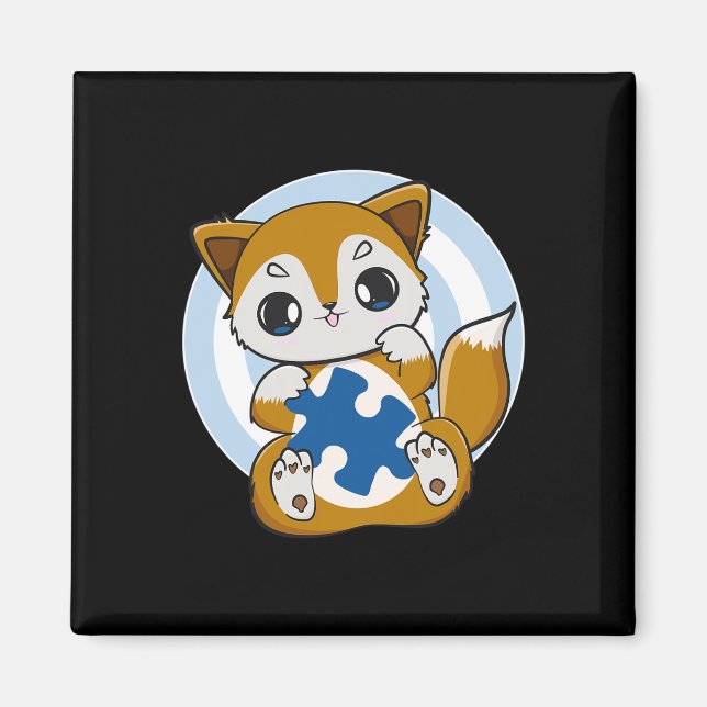 Cute Fox And Support For Autism Awareness  Magnet (Front)