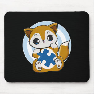 Cute Fox And Support For Autism Awareness Mouse Mat