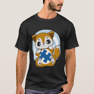 Cute Fox And Support For Autism Awareness T-Shirt