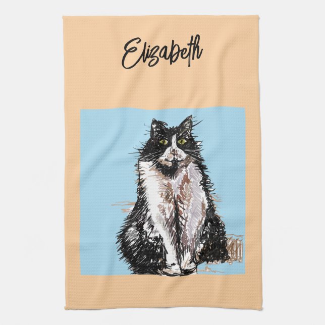 Cute Fox Animal Watercolor Pastel Colors Tea Towel (Vertical)
