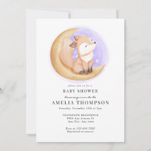 Cute Fox Animals Baby Shower Invitation