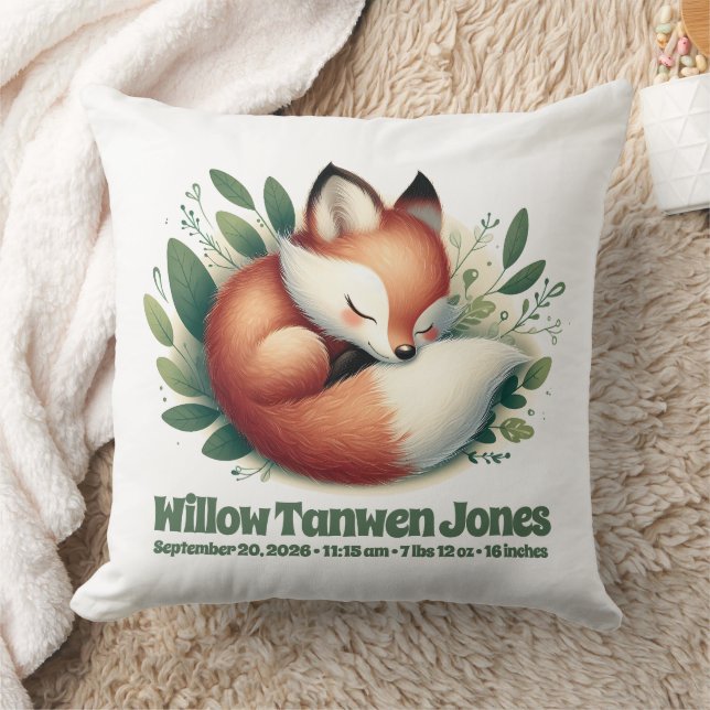 Cute Fox Asleep in Leaves Natal Cushion (Blanket)