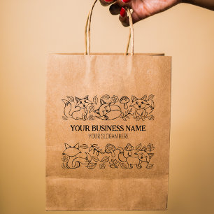 Cute Fox Autumn Pattern Custom Business, Large  Rubber Stamp