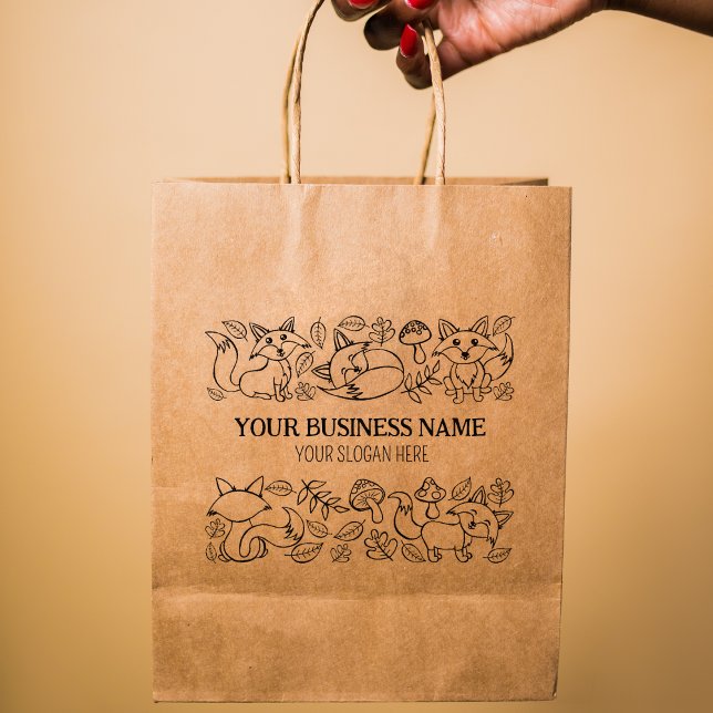 Cute Fox Autumn Pattern Custom Business, Large  Rubber Stamp (Creator Uploaded)