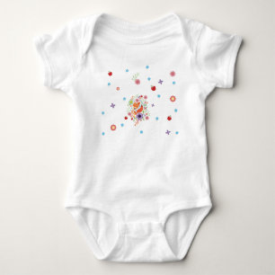 Cute Fox Baby Art Animal With Floral Bodysuit