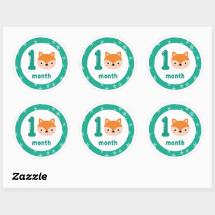 Cute Fox Baby Monthly Milestone Classic Round Sticker