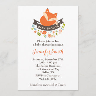 Cute Fox Baby Shower Invitation